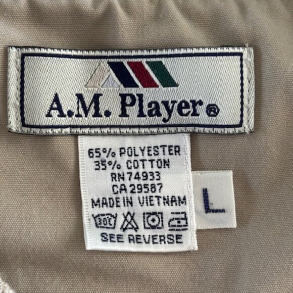 Vintage AM Player Kokopelli Golf Windbreaker Mens Large Beige Tan Pullover - Picture 5 of 9